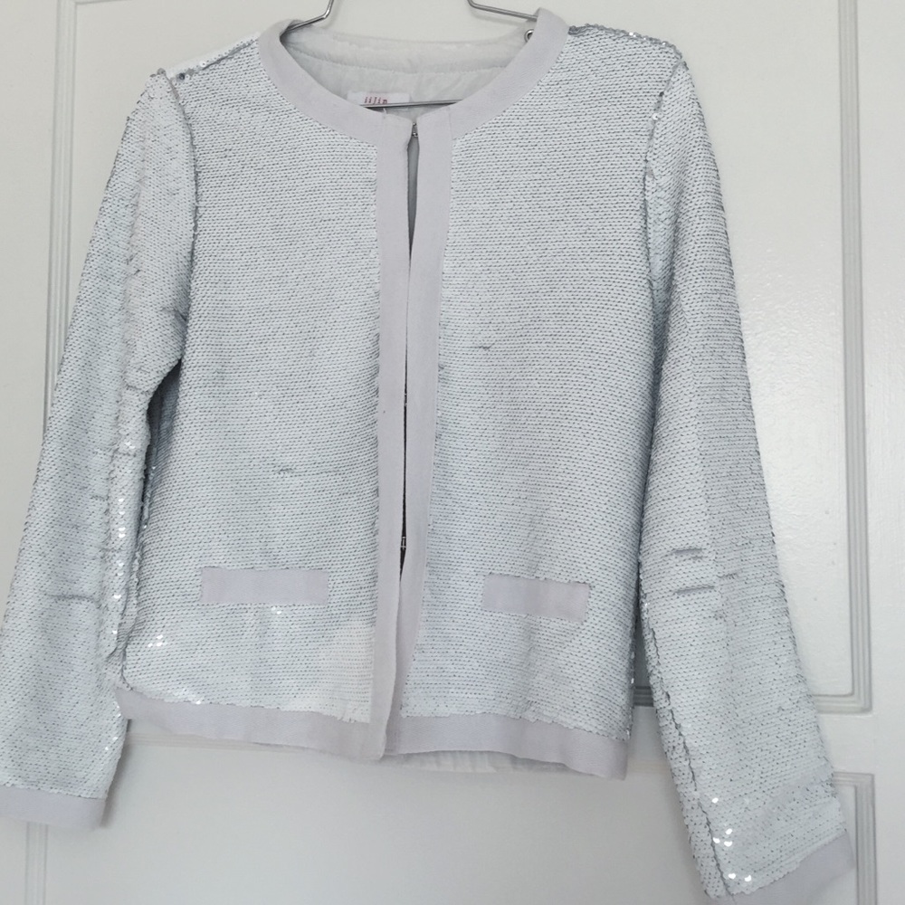 IIJIN White Silver Sequin Sequined Jacket Small - Picture 2 of 11